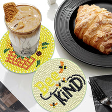 Load image into Gallery viewer, Wooden Diamond Crafts Coasters Bee Gnome with Holder Doughnut 6/8PCS Sweet Fruit