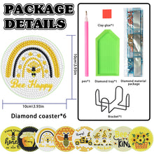Load image into Gallery viewer, Wooden Diamond Crafts Coasters Bee Gnome with Holder Doughnut 6/8PCS Sweet Fruit