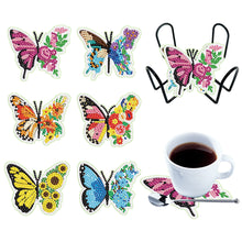 Load image into Gallery viewer, Wooden Diamond Crafts Coasters Bee Gnome with Holder Doughnut 6/8PCS Sweet Fruit