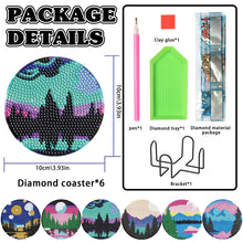 Load image into Gallery viewer, 6PCS Diamond Crafts Coasters with Holder Wooden Diamond Art Coaster Kits Mandara