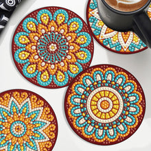 Load image into Gallery viewer, 6PCS Diamond Crafts Coasters with Holder Wooden Diamond Art Coaster Kits Mandara