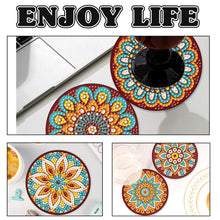 Load image into Gallery viewer, 6PCS Diamond Crafts Coasters with Holder Wooden Diamond Art Coaster Kits Mandara
