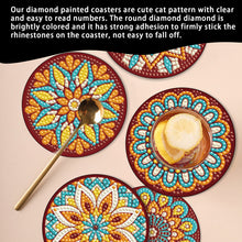 Load image into Gallery viewer, 6PCS Diamond Crafts Coasters with Holder Wooden Diamond Art Coaster Kits Mandara