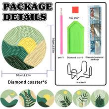 Load image into Gallery viewer, 6PCS Diamond Crafts Coasters with Holder Wooden Diamond Art Coaster Kits Mandara