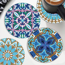 Load image into Gallery viewer, 6PCS Diamond Crafts Coasters with Holder Wooden Diamond Art Coaster Kits Mandara