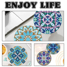 Load image into Gallery viewer, 6PCS Diamond Crafts Coasters with Holder Wooden Diamond Art Coaster Kits Mandara