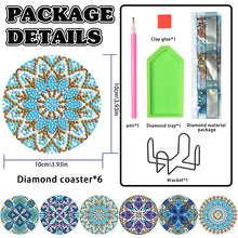 Load image into Gallery viewer, 6PCS Diamond Crafts Coasters with Holder Wooden Diamond Art Coaster Kits Mandara