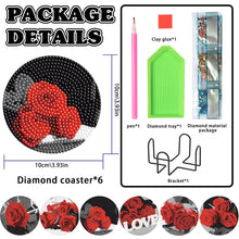Load image into Gallery viewer, 6PCS Diamond Crafts Coasters with Holder Wooden Diamond Art Coaster Kits Mandara