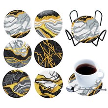 Load image into Gallery viewer, 6PCS Diamond Crafts Coasters with Holder Wooden Diamond Art Coaster Kits Mandara