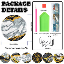 Load image into Gallery viewer, 6PCS Diamond Crafts Coasters with Holder Wooden Diamond Art Coaster Kits Mandara
