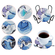 Load image into Gallery viewer, 6PCS Diamond Crafts Coasters with Holder Wooden Diamond Art Coaster Kits Mandara