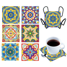 Load image into Gallery viewer, 6PCS Diamond Crafts Coasters with Holder Wooden Diamond Art Coaster Kits Mandara