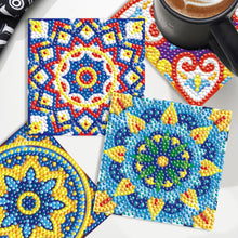 Load image into Gallery viewer, 6PCS Diamond Crafts Coasters with Holder Wooden Diamond Art Coaster Kits Mandara