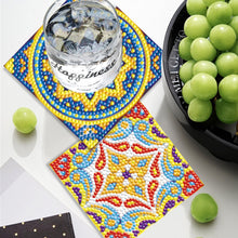 Load image into Gallery viewer, 6PCS Diamond Crafts Coasters with Holder Wooden Diamond Art Coaster Kits Mandara