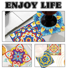 Load image into Gallery viewer, 6PCS Diamond Crafts Coasters with Holder Wooden Diamond Art Coaster Kits Mandara