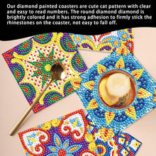 Load image into Gallery viewer, 6PCS Diamond Crafts Coasters with Holder Wooden Diamond Art Coaster Kits Mandara