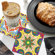 Load image into Gallery viewer, 6PCS Diamond Crafts Coasters with Holder Wooden Diamond Art Coaster Kits Mandara