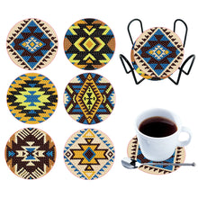 Load image into Gallery viewer, 6PCS Diamond Crafts Coasters with Holder Wooden Diamond Art Coaster Kits Mandara
