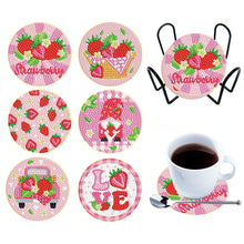 Load image into Gallery viewer, 6PCS Diamond Crafts Coasters Diamond Painting Art Coasters (Strawberry Gnome)