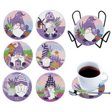 Load image into Gallery viewer, 6PCS Diamond Crafts Coasters Diamond Painting Art Coasters (Lavender Gnome)