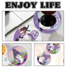 Load image into Gallery viewer, 6PCS Diamond Crafts Coasters Diamond Painting Art Coasters (Lavender Gnome)