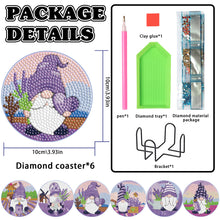 Load image into Gallery viewer, 6PCS Diamond Crafts Coasters Diamond Painting Art Coasters (Lavender Gnome)