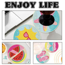 Load image into Gallery viewer, 6PCS Diamond Painting Art Coasters with Holder Wooden (Beach Holiday)