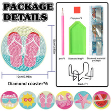 Load image into Gallery viewer, 6PCS Diamond Painting Art Coasters with Holder Wooden (Beach Holiday)