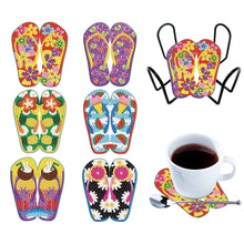 Load image into Gallery viewer, 6PCS Diamond Painting Art Coasters with Holder Wooden (Beach Holiday)