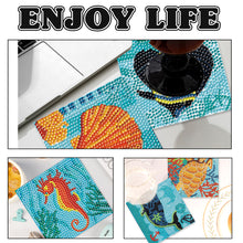 Load image into Gallery viewer, 6PCS Diamond Painting Art Coasters with Holder Wooden (Marine Life)