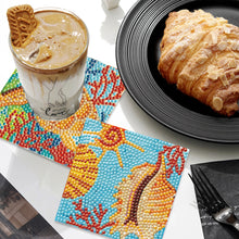 Load image into Gallery viewer, 6PCS Diamond Painting Art Coasters with Holder Wooden (Marine Life)