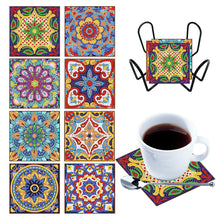 Load image into Gallery viewer, 8pcs Acrylic Diamond Art Coaster Kaleidoscope Round Diamond Painting DIY Coaster