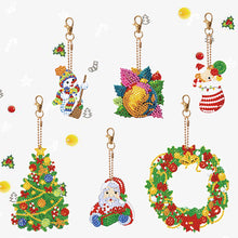 Load image into Gallery viewer, Double Sided Diamond Painting Keychains Special Shape 6PCS (Xmas Ornament)