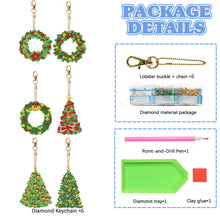 Load image into Gallery viewer, Double Sided Diamond Painting Keychains Special Shape 6PCS (Xmas Tree)