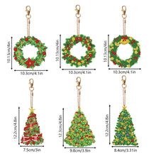 Load image into Gallery viewer, Double Sided Diamond Painting Keychains Special Shape 6PCS (Xmas Tree)