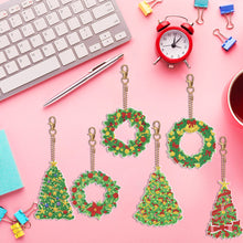 Load image into Gallery viewer, Double Sided Diamond Painting Keychains Special Shape 6PCS (Xmas Tree)