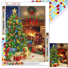 Load image into Gallery viewer, Diamond Painting - Full Square - Christmas Fireplace Puppy (30*40CM)