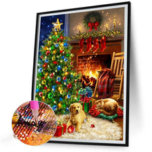 Load image into Gallery viewer, Diamond Painting - Full Square - Christmas Fireplace Puppy (30*40CM)