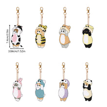 Load image into Gallery viewer, 8PCS Diamond Painting Keychains Double Sided Special Shape Diamond Art Decor Cat