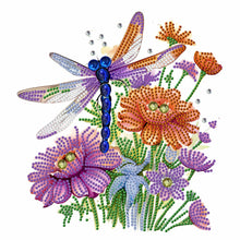Load image into Gallery viewer, Diamond Painting - Partial Special Shaped - Flowers and Dragonflies (30*30CM)