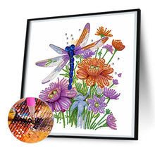Load image into Gallery viewer, Diamond Painting - Partial Special Shaped - Flowers and Dragonflies (30*30CM)