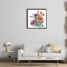 Load image into Gallery viewer, Diamond Painting - Partial Special Shaped - Flowers and Dragonflies (30*30CM)