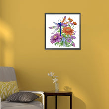Load image into Gallery viewer, Diamond Painting - Partial Special Shaped - Flowers and Dragonflies (30*30CM)