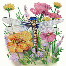 Load image into Gallery viewer, Diamond Painting - Partial Special Shaped - Flowers and Dragonflies (30*30CM)