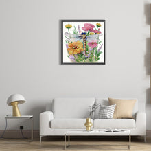 Load image into Gallery viewer, Diamond Painting - Partial Special Shaped - Flowers and Dragonflies (30*30CM)