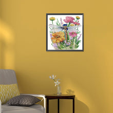Load image into Gallery viewer, Diamond Painting - Partial Special Shaped - Flowers and Dragonflies (30*30CM)