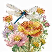 Load image into Gallery viewer, Diamond Painting - Partial Special Shaped - Flowers and Dragonflies (30*30CM)