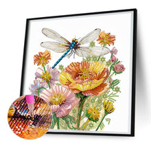 Load image into Gallery viewer, Diamond Painting - Partial Special Shaped - Flowers and Dragonflies (30*30CM)