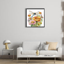 Load image into Gallery viewer, Diamond Painting - Partial Special Shaped - Flowers and Dragonflies (30*30CM)