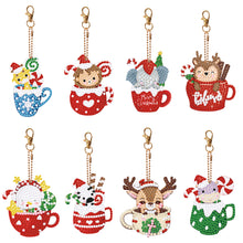 Load image into Gallery viewer, 8PCS Rhinestone Painting Pendant Double Sided (Xmas Hat Cup Animal)
